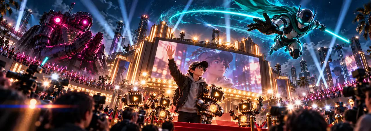 Creator celebrating a clean, well-credited AI video premiere with the Exif Injector hero