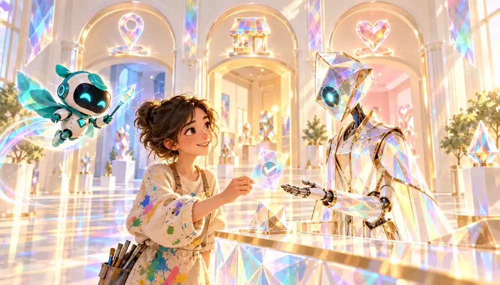 Creator ticking the AI disclosure before publishing on Pinterest and a storefront